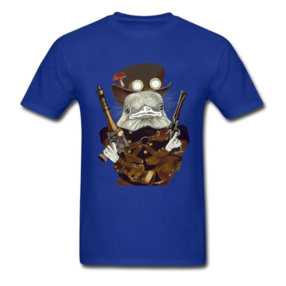 Cool T Shirts Brand New O Neck Funny 100% Cotton Fabric Men T Shirt Custom Short Sleeve Tops Shirt Top Quality Wild West Bird Ranger with Mushroom Hat blue