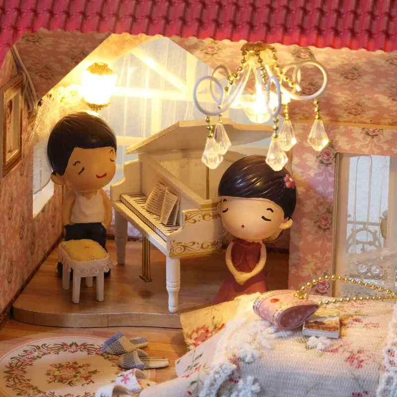 DIY Large Wooden Dollhouse: Miniature Doll House Model Kits for Princess Cottage - Ideal Toy House for Girls' Birthday or Christmas Gift image 5