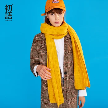 

Toyouth Yellow Long Scarf Womens Scarves Winter Warm Stylish Female Scarf Solid Striped Scarves Ladies 2019 Sciarpe Donna