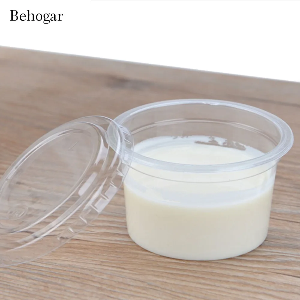 

Behogar 100PCS 2oz 55ML Disposable Clear Portion Sauce Cups with Lids for BBQ Picnic Restaurant Food Takeaway Kicthen Accessory