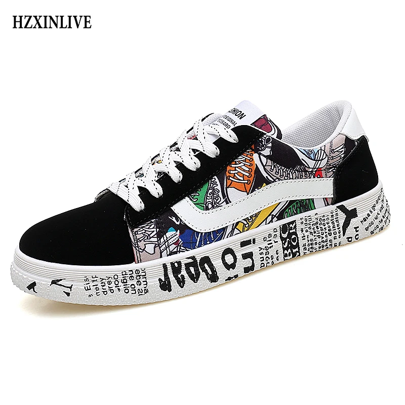

HZXINLIVE 2019 Summer Woman Sneakers White Casual Shoes Lovers Printing Fashion Flats Ladies Vulcanized Shoes Zapatos De Mujer