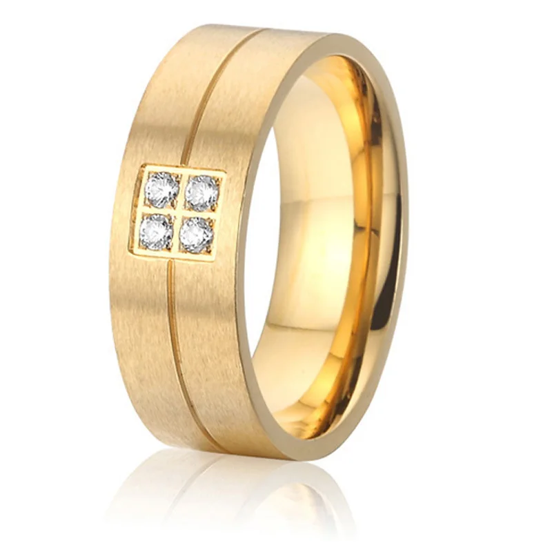 

gold colour fashion jewelry wedding band titanium steel ring women
