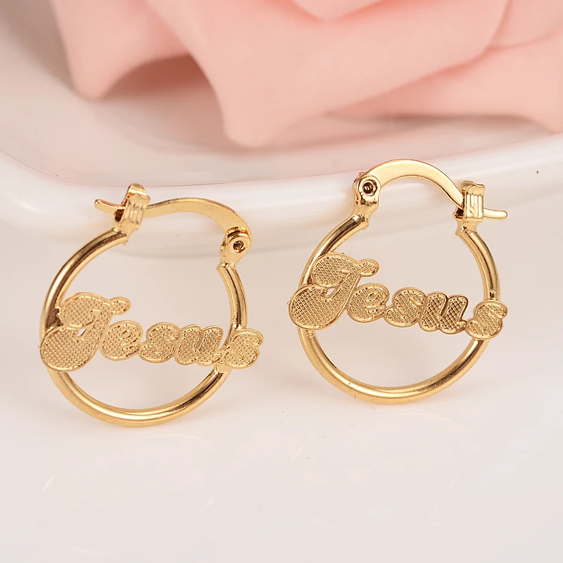 

goldJesus Lovely Kid Baby Little Girls Jewellery Security Safety Princess Round GoldHuggies hoop earrings for women partyJewelry