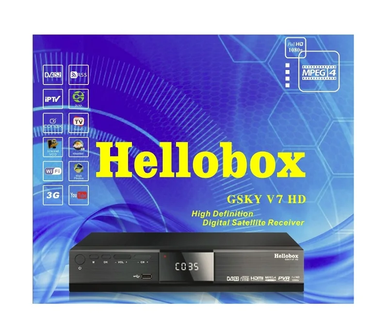 GSKY V7 HD Hellobox Powervu autoroll ИКС CCCAM IPTV декодер tv box лучше чем FREESAT | Электроника