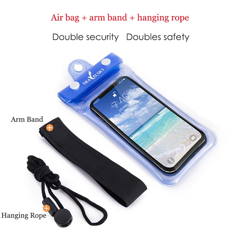  6.2 Inch Float Airbag Waterproof Swimming Bag Mobile Phone Case Cover Dry Pouch Universal Diving Dr - 32866514787