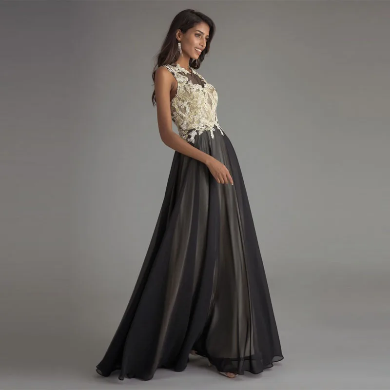 LORIE Party Evening Dress Long Formal 2018 Robe De Soiree Backless Elegant Women Lace Prom Dresses Black Evening Gowns Plus Size