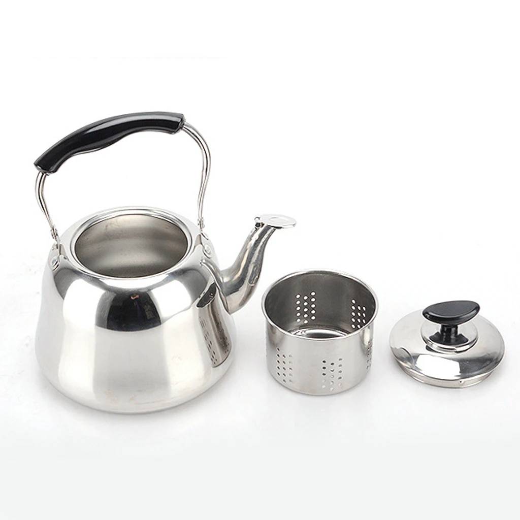 2 pcs Whistling Kettle Stainless Steel Induction Gas Stovetop Teapot Kitchen Dining Kettle for Home Restaurant Camping 1L + 3L