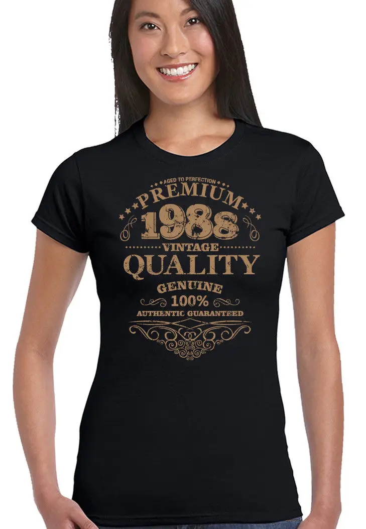 

2019 Women Cute T-shirt Aged To Perfection 1988 30th Birthday Womens Funny T-Shirt 30 Year Old Gift Top Summer sexy Tee shirt