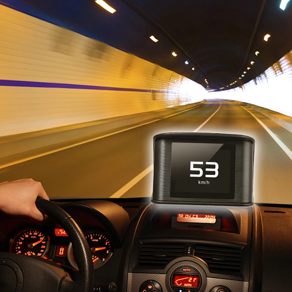 

kebidumei Car HUD Head Up Display On-board Computer OBD2 Diagnostic Alarm Tool LCD Display Speedometer Tacho Voltage Fuel