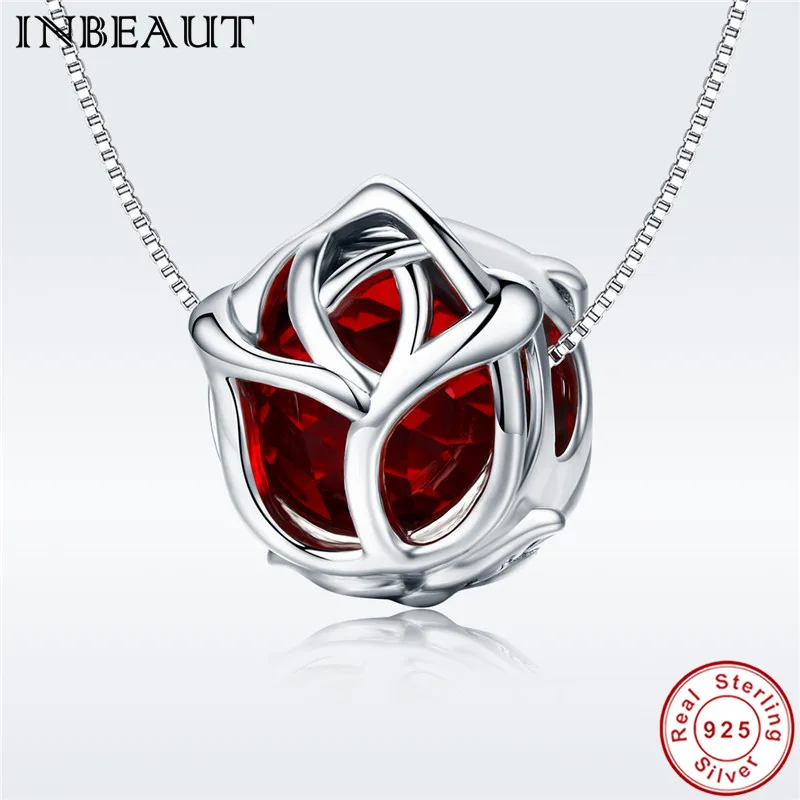 INBEAUT 100% Настоящее серебро 925 пробы романтические красные циркониевые садовые