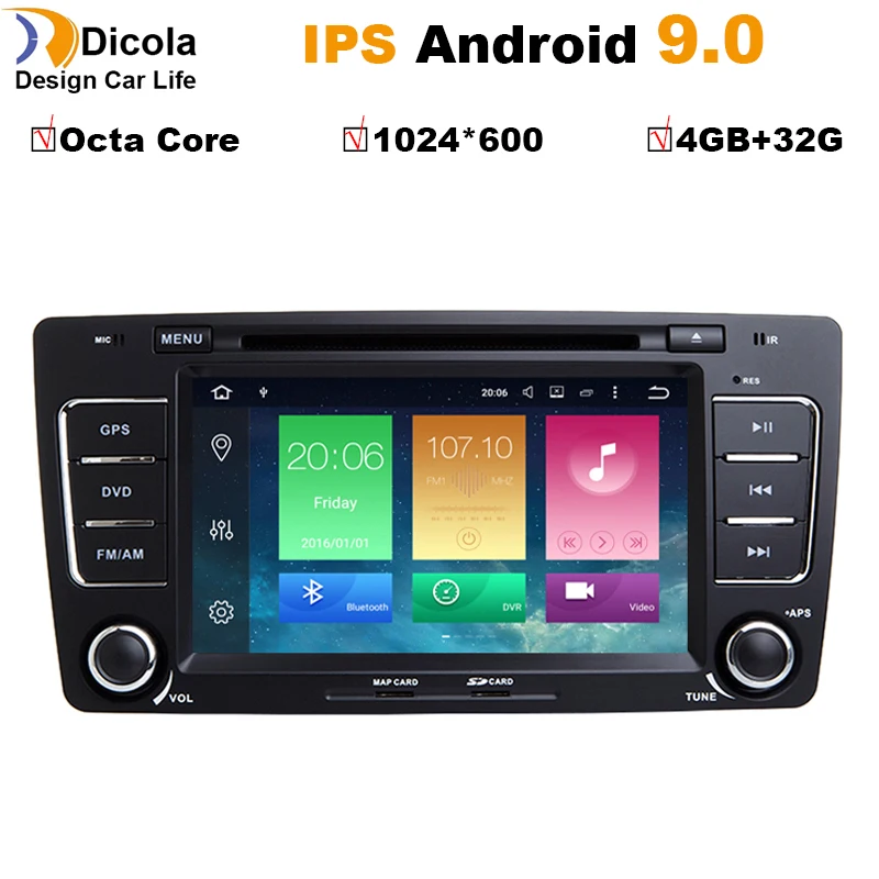 

4+32G Octa Core PX5 IPS Car Multimedia Player 1 Din DVD Automotivo Android 9 For Skoda/Octavia A5 2009-2013 Radio FM