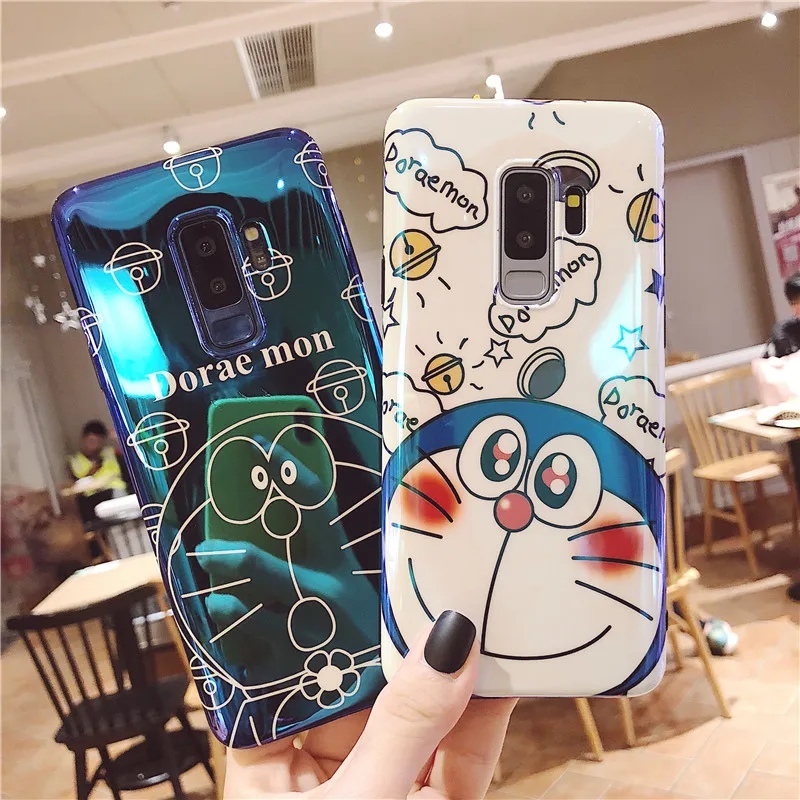 

Blu-ray Shiny Silicone Phone Case For Samsung Galaxy Note9 S8 S9 S10e S10Plus Note8 S7edge Doraemon Cute Cartoon Case Soft Cover