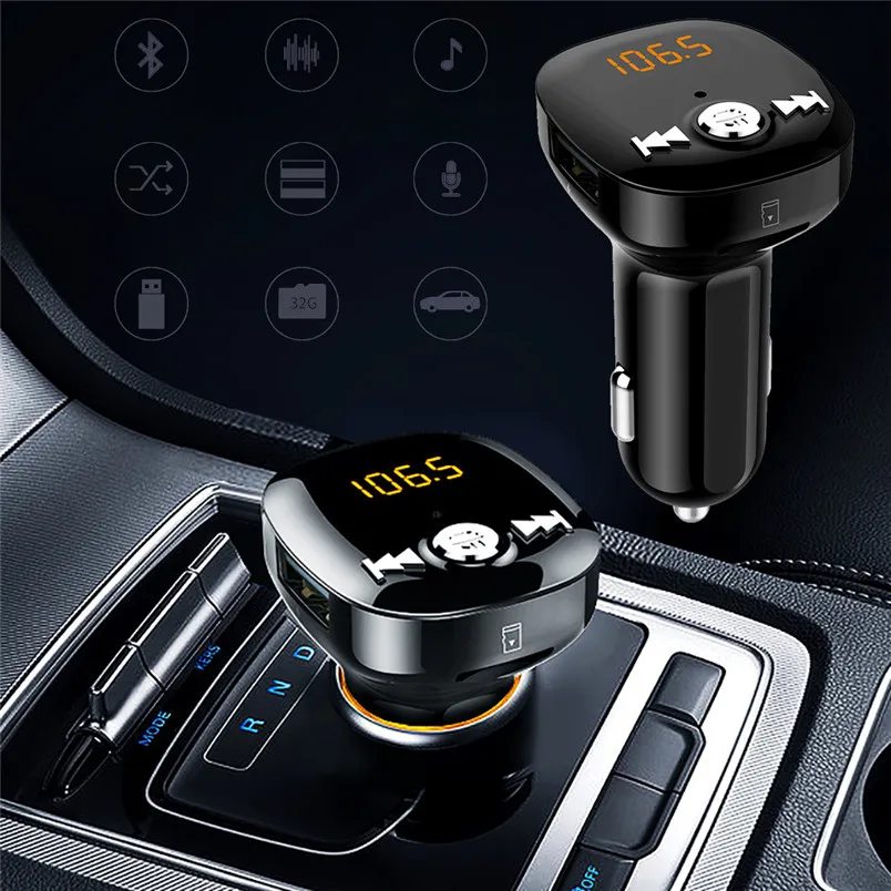 Автомобильный MP3-плеер fm-передатчик Bluetooth громкой связи car Kit Car Audio mp3 плеер USB быстрой зарядки поддерживает u-диск карты памяти 30A19