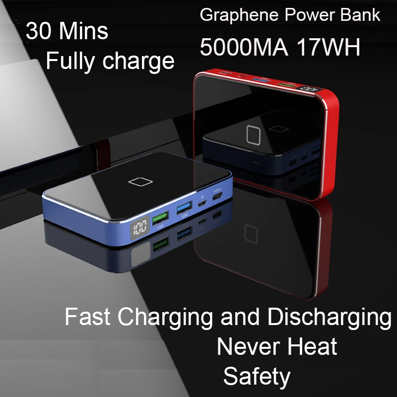 Портативное прочное маленькое портативное зарядное устройство RIY Graphene power bank 5000MA