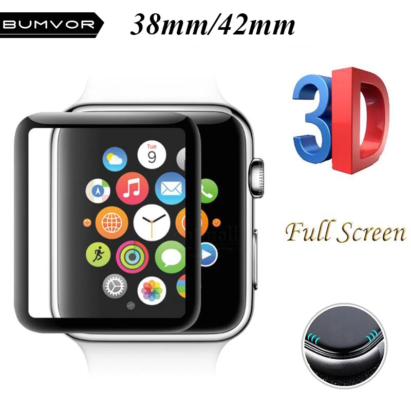 BUMVOR 3D полное покрытие закаленное стекло для Apple Watch 42 мм защита экрана 9H iWatch серии 3