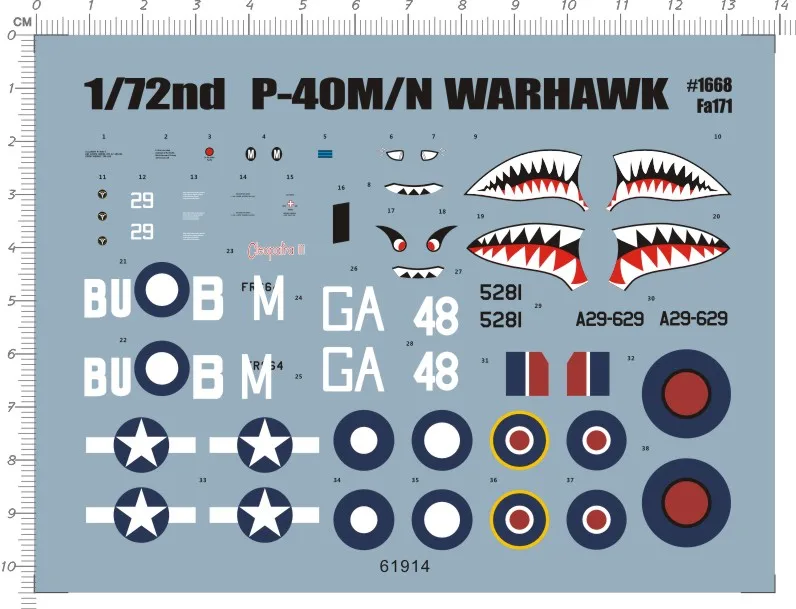 

Detail Up 1/72 WW II Curtiss P-40 Fighter P-40M P-40N warhawk Model KIT Decal