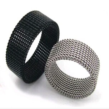 HOT SALE High Quality Metal Silver Black Soft Titanium Alloy Reticular Exquisite Steel Male Ring for Men Gift