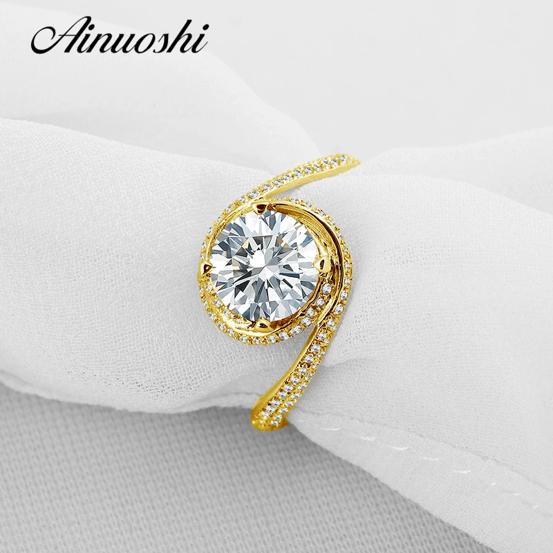 

AINUOSHI 10k Solid Yellow Gold Wedding Rings Set 1 ct Trendy Round Cut Simulated Diamond Joyas de oro 10k Women Wedding Ring Set