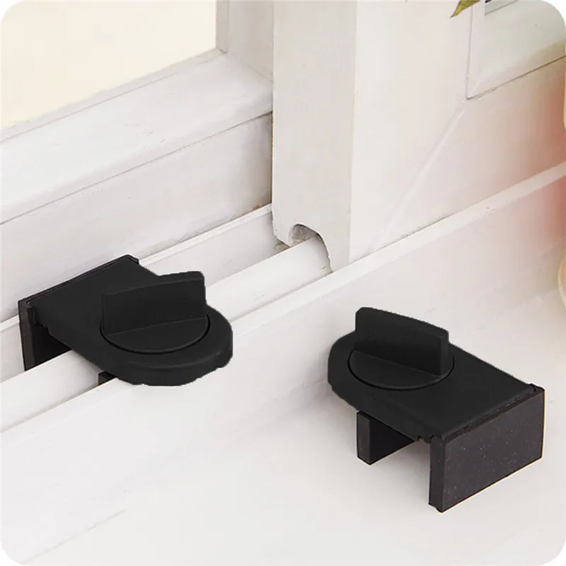 

4 pcs/lot Sliding Window Locks Wedge with Rotary Switch, Keep Window Closing and Partial Opening for Kids Safety
