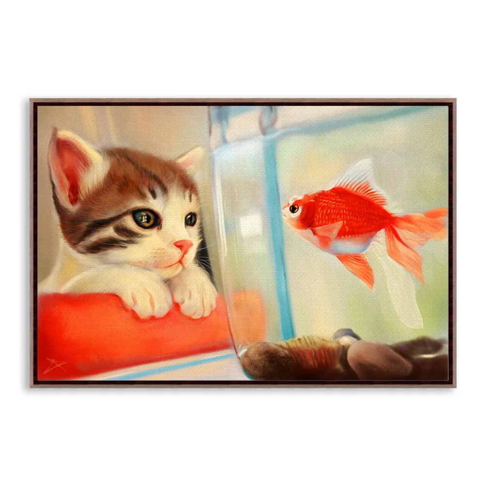 547 Dessin Animé Moderne Animal Chat Poisson Rouge Zen Photo A4 Grand Art Imprimer Affiche Hipster Mur Photo Toile Peinture Pas Encadré Décor à La