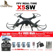 Syma x5sw/x5sw-1 wi-fi drone мультикоптер с fpv камеры обезглавленный 6-осевой Реального Времени Вертолет Quad вертолет С 5 батареи