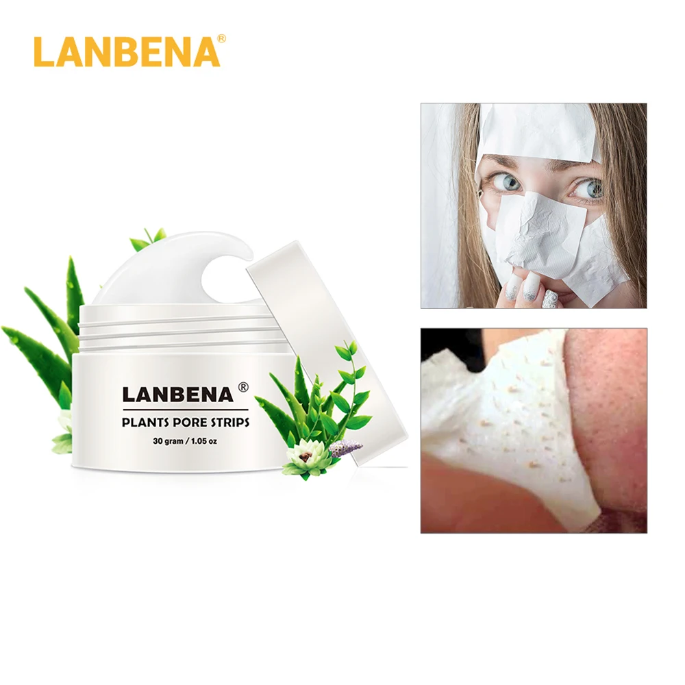LANBENA маска для удаления черных точек, пилинг, полоска пор, черная маска для лечения акне, глубокое очищение кожи, уход+ 60 шт. бумага