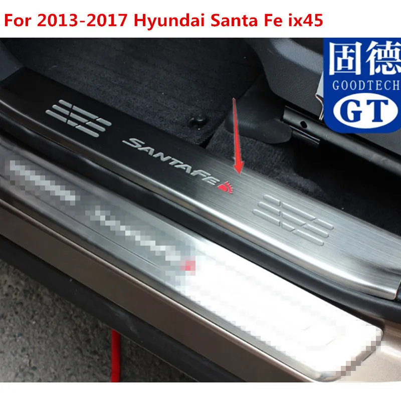 Stainless steel internal Scuff Plate Door Sill For Hyundai Santa Fe ix45 2013