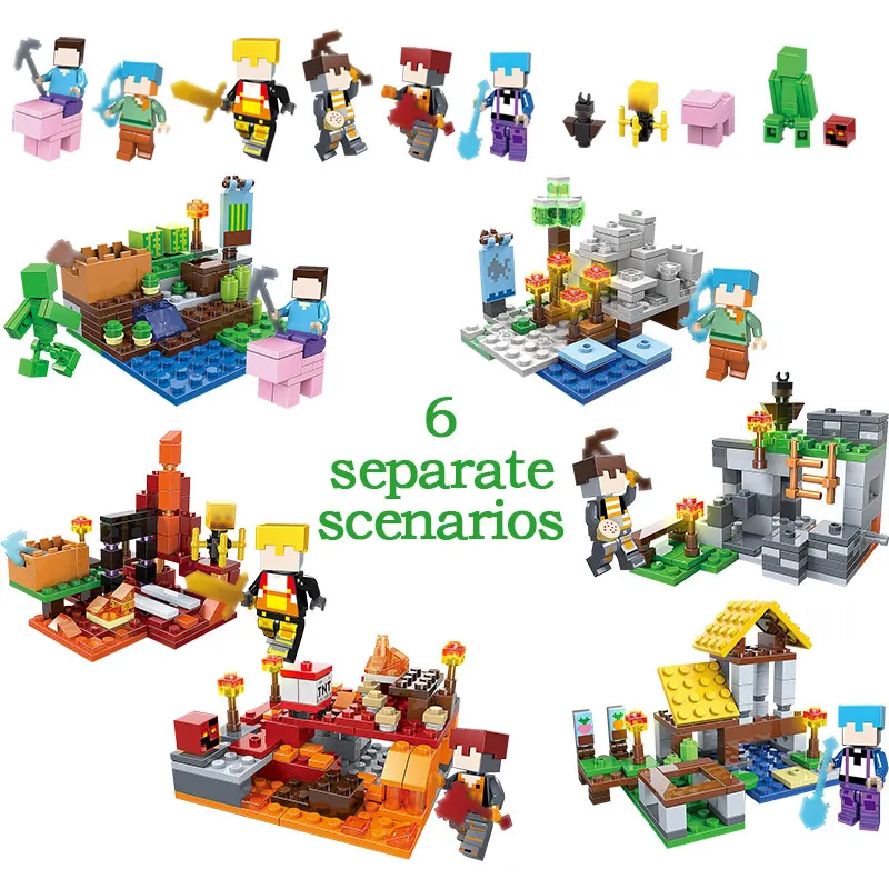 737pcs My World Farm Cottage Building Blocks Compatible LegoINGLY Minecraft Village Defend Homes Figures DIY Enlighten Kid Toys