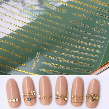 

1pc gold 3D nail sticker curve stripe lines nail stickers adhesive stripe band Nail Art stickers stickers gold silver