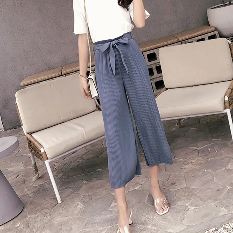 

Woman Casual Pants Women Pleated Trousers Fashion Spring Wide Leg Pants