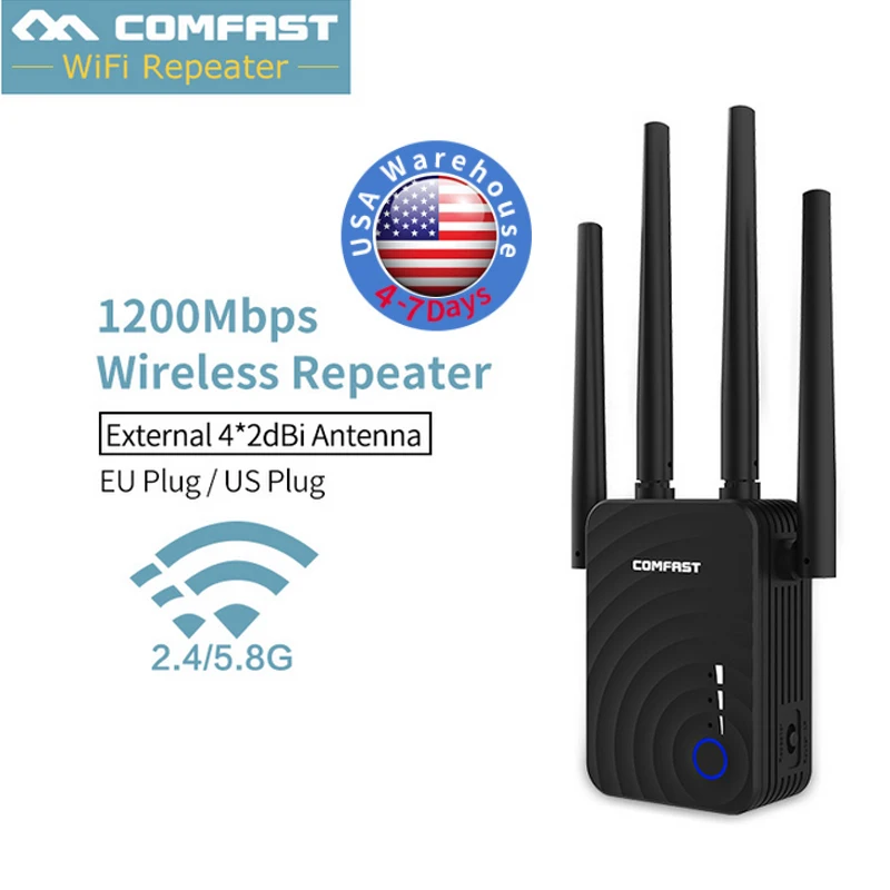 

New~ COMFAST CF-WR754AC WIFI Router 1200Mbps Home Wireless Extender Router Repeater 2.4G&5G Wifi Range Extender4*2dbi Antenna
