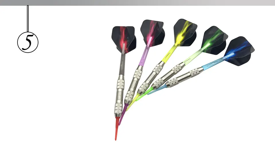 Easytoday 5Pcsset Standard Soft Tip Darts Plastic Shafts Metal Barrel Assembled Electronic Darts Flights Professional Throwing (5)