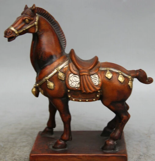 

JP S0524 7" China Purple Bronze Gild Silver Folk Zodiac Year Tang Horse Statue sculpture Discount 35%