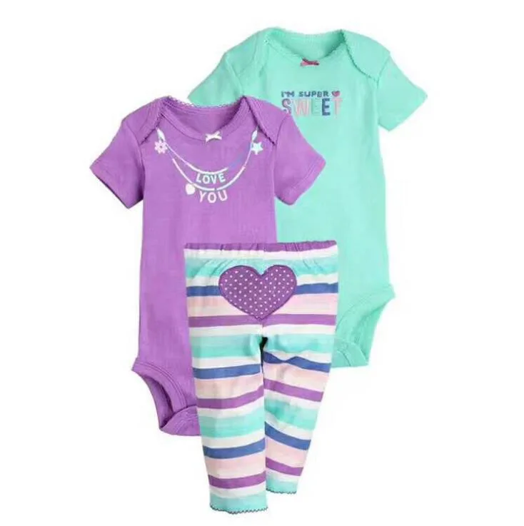 Комплект одежды из 3 предметов для новорожденных, малышей, маленьких мальчиков и девочек, боди в полоску с длинными рукавами и цветочным рисунком+ комбинезон с короткими рукавами+ штаны