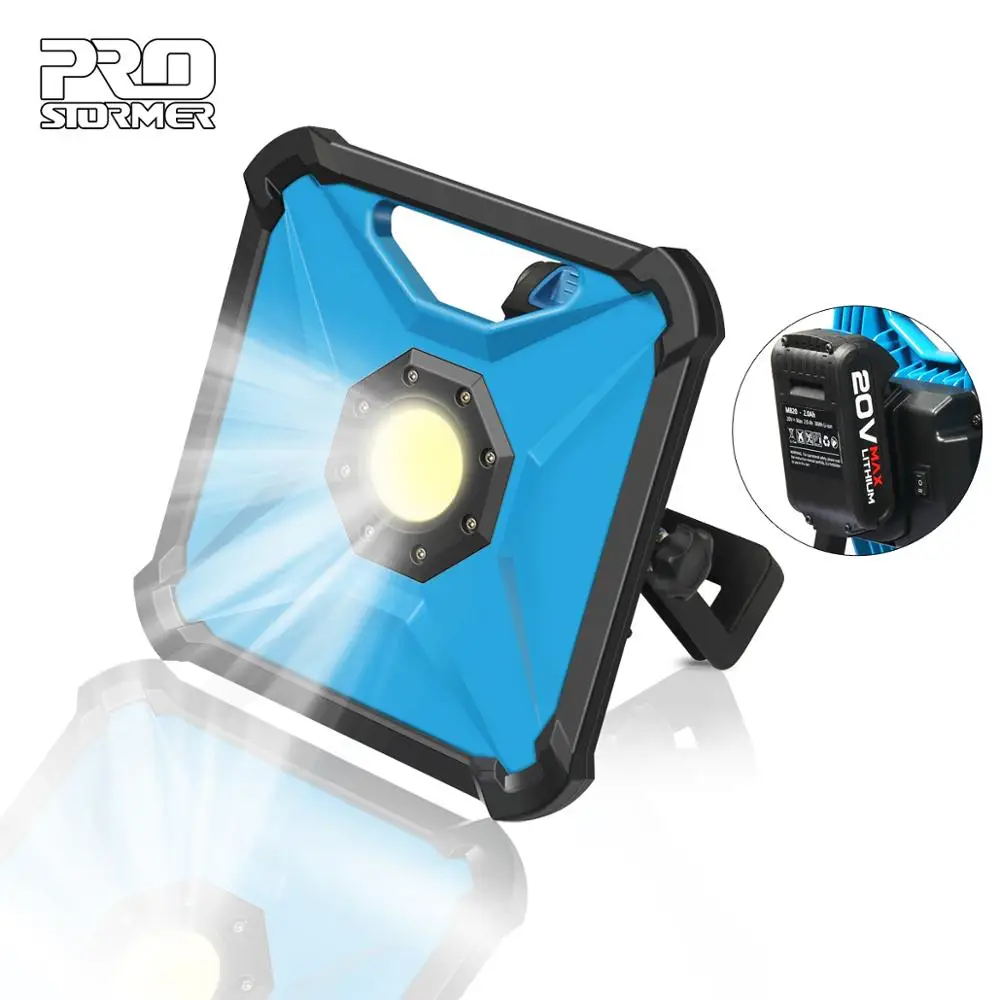 

Prostormer 20V Portable Cordless LED Work Light Rechargeable 2000 mAh Battery Spotlight Multifunction Rechargeable LED Work Lamp