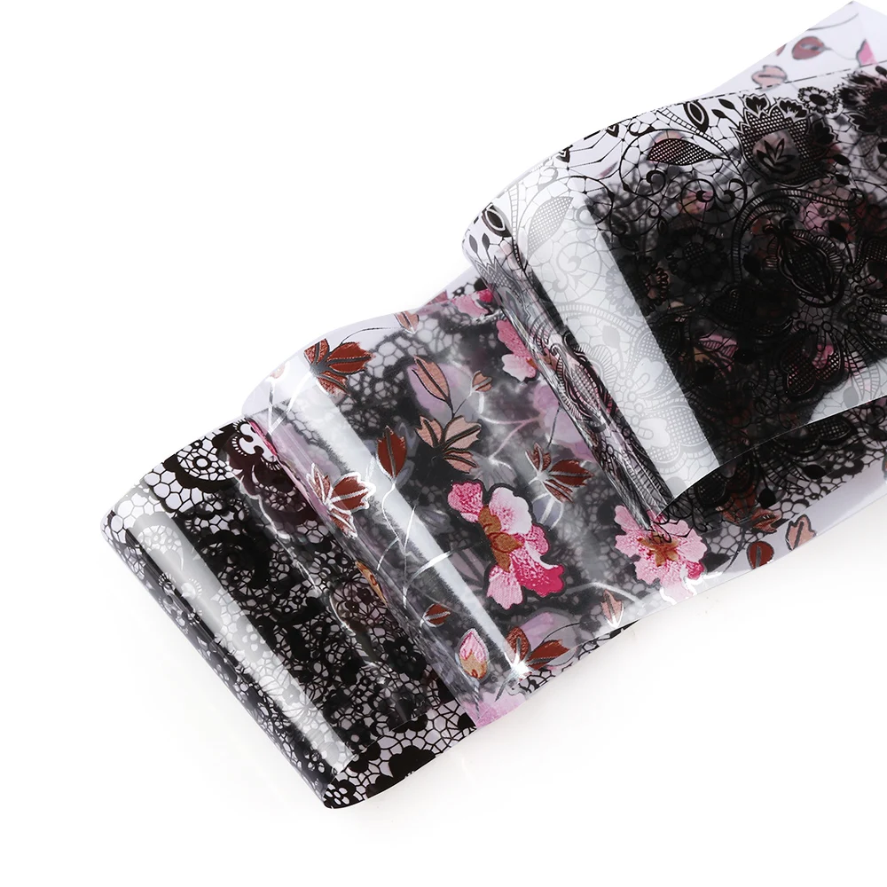Сексуальные очаровательные 3D леопардовые лазерные Фольга для ногтей градиентные Звездные бумажные Цветочные кружевные наклейки для маникюра самоклеющиеся обертывания ногтей DIY лак Декор