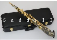 curved bell soprano Sax Saxophone Bb black nickel plated Saxe Top Musical Instrument