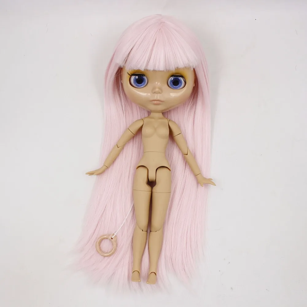 Ледяная кукла DBS Blyth 1/6 bjd прямые бледно розовые волосы загар кожа тела Сияющее