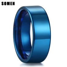 New Arrival 8MM Pure Blue Tungsten Carbide Ring High Polished For Men Engagement Rings Wedding Band Fashion Jewelry Anillos meaeguet classic lover s tungsten carbide wedding rings high polished solid silver color rings for engagement jewelry