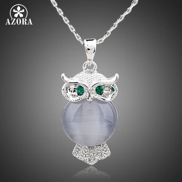 

AZORA A Bird of Minerva White Gold Color Stellux Austrian Crystal Jewelry Pendant Necklace TN0098