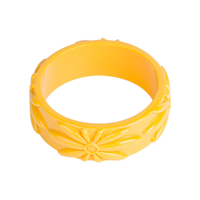 Trendy Resin Cuff Engraved Sun Flowers Fashion Bracelets Bangles for Women Acrylic Wide Bracelet Female Simple Charm New Jewelry (1)