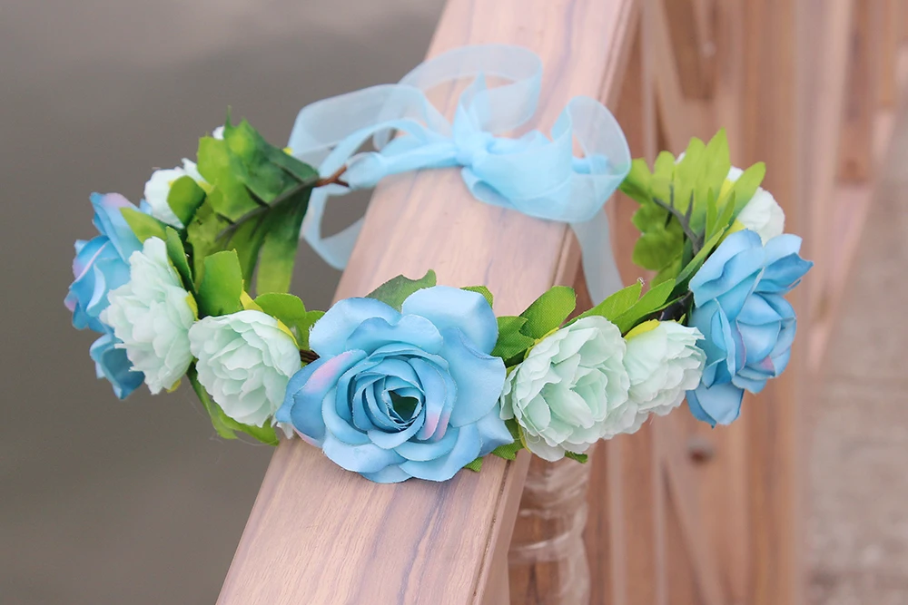 

DIY Bridal floral adjustable crown hair wreath kids Breath camellia Flower simple Halo Woodland Hairpiece Wedding Rustic