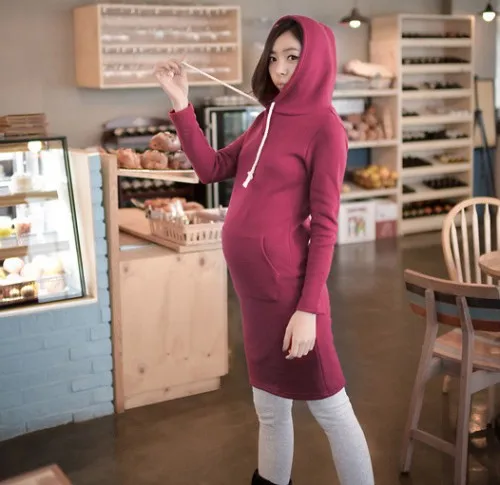 2018 осень зима для беременных Одежда для беременных Повседневное платья для беременных; платье до колен M307