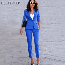 Spring Autumn formal Fashion women’s suit 2018 new Simple two piece set Slim Blazer+ Pants office lady suit conjunto feminino