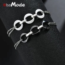 ELSEMODE антиаллергенные женские круглые очаровательные твердые керамические простые браслеты нержавеющая сталь 316 L черный белый керамический браслет