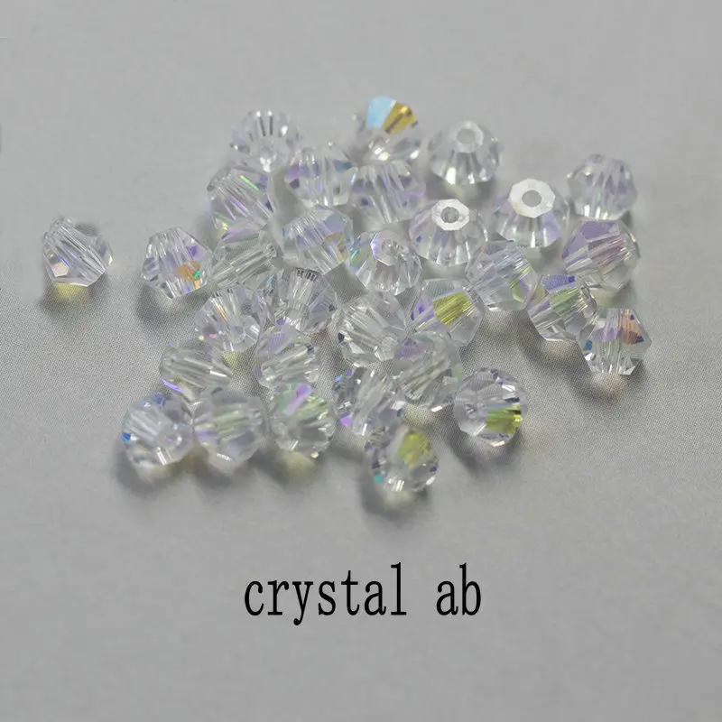 Купите 1 и получите 1 бесплатно 4 мм блестящие хрустальные бусины Bicone Beads стеклянные бусины Свободные разделительные бусины - Цвет: crystal ab