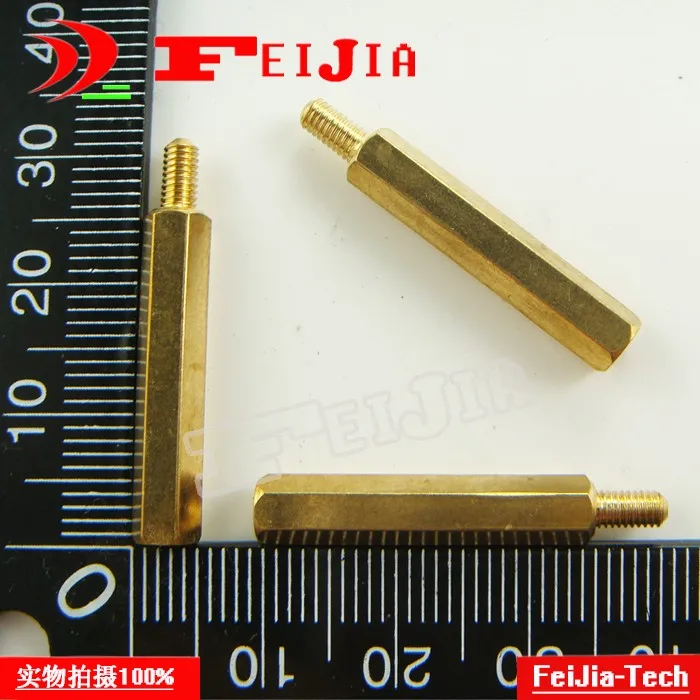 

50pcs/lot M3*25mm+6 copper pillars 25mm high M3 Hexagonal column Hardware Fasteners Bolts