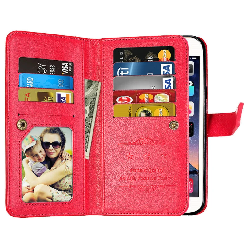  Luxury 9 Card Slots Leather Wallet Phone Case Flip Stand Cover For Alcatel One Touch POP 4S OT-5095
