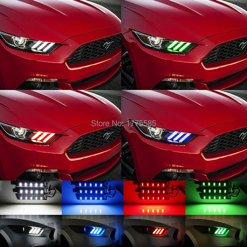 

1 Set Remote Control RGBW Multicolor LED DRL day light Board Lighting Kit For Ford Mustang 2015 2016 2017