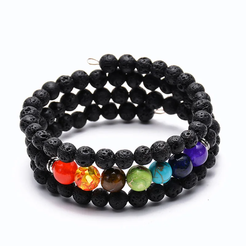 

Hot Selling Lava Stone Multi-layer Bracelet Seven Chakra Yoga Multi - layer Bracelet Unisex Jewelry